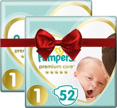 Pampers Premium Care 1+1 Πάνες με Αυτοκόλλητο No. 1 για 2-5kg 104τμχ