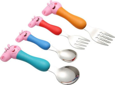 Baby Set mit Gabel Peppa Pig aus Metall Mehrfarbig 4Stück