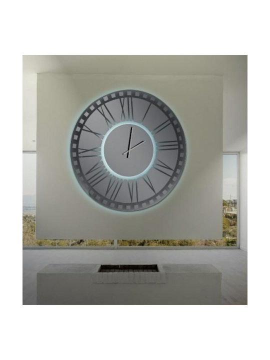 Ploumatos T300 Wall Clock Mirror Silver Ø104cm