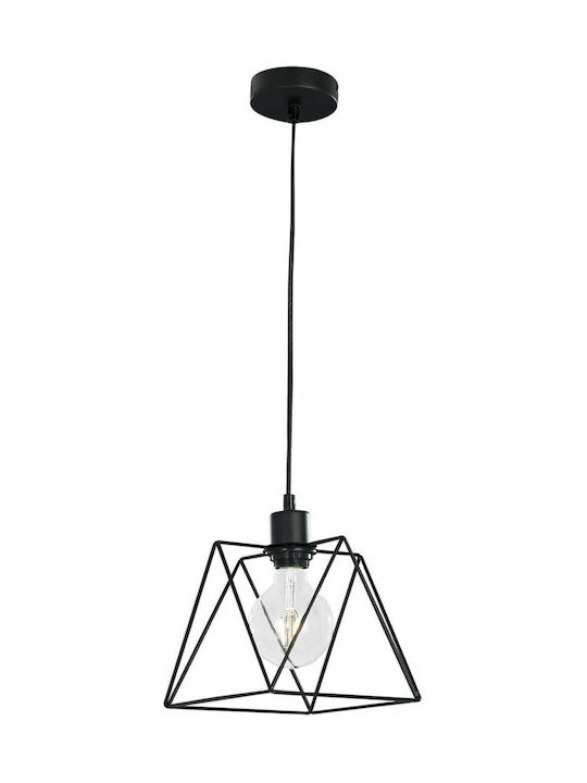 Trio Lighting Babette Pendant Light Single-Light Grid for Socket E27 Black