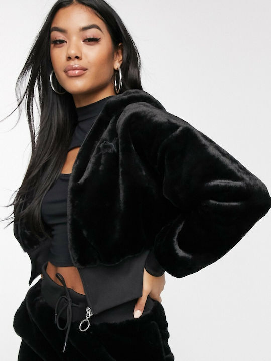 Puma Faux Fur Hoodie 597870 01 Black Skroutz.gr