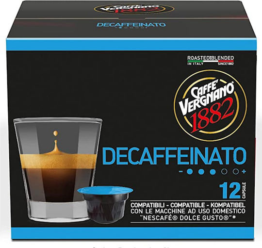 Caffe Vergnano 1882 Capsules Espresso Decaffeinato Decaffeine Compatible with Machine Dolce Gusto 12caps,tobolek