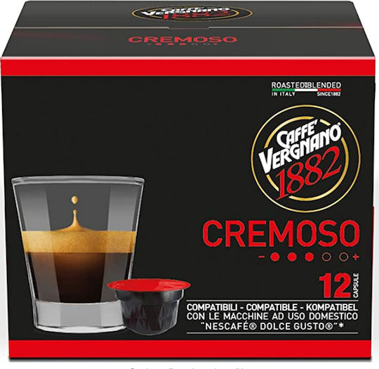 Caffe Vergnano 1882 Kapseln Espresso Cremoso Kompatibel mit Maschine Dolce Gusto 12Mützen
