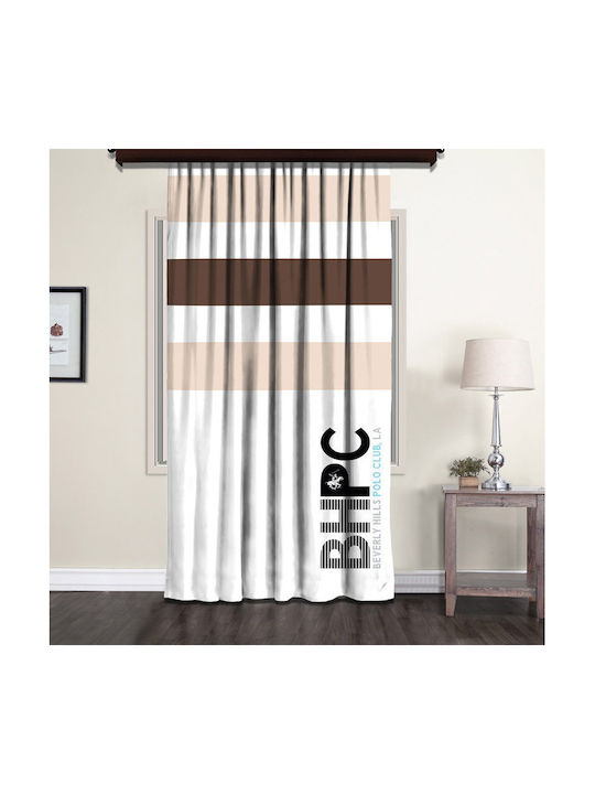Beverly Hills Polo Club Curtain With Brown Grommets 140x260cm