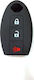 Silicone Car Key Cover Case with 3 Buttons for Nissan Black