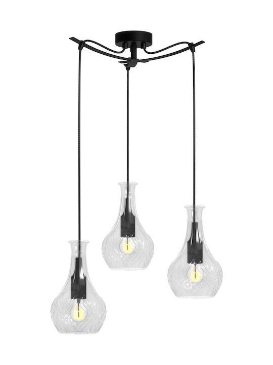 Alphab2b Pendant Light Three-Light for Socket E27 Black