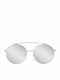 OJO Sunglasses Round Sunglasses for Men with Silver Metallic Frame and Silver Mirror Lenses