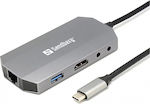 Sandberg USB-C Stație de andocare cu HDMI 4K PD Ethernet Argint (136-33)