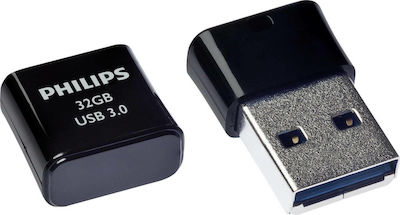 Philips Pico 32GB USB 3.0 Stick Μαύρο