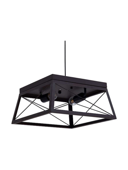 Inart Pendant Light Two-Light for Socket E27 Black