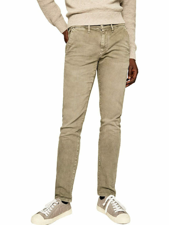 Pepe Jeans James Men's Trousers Chino Elastic in Slim Fit Khaki