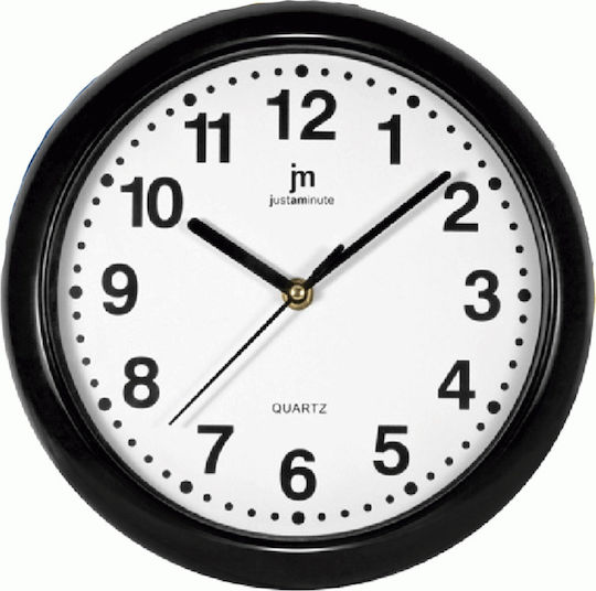 Justaminute Ρολόι Τοίχου Μαύρο 25cm Ρολόι Τοίχου Πλαστικό Μαύρο Ø25cm