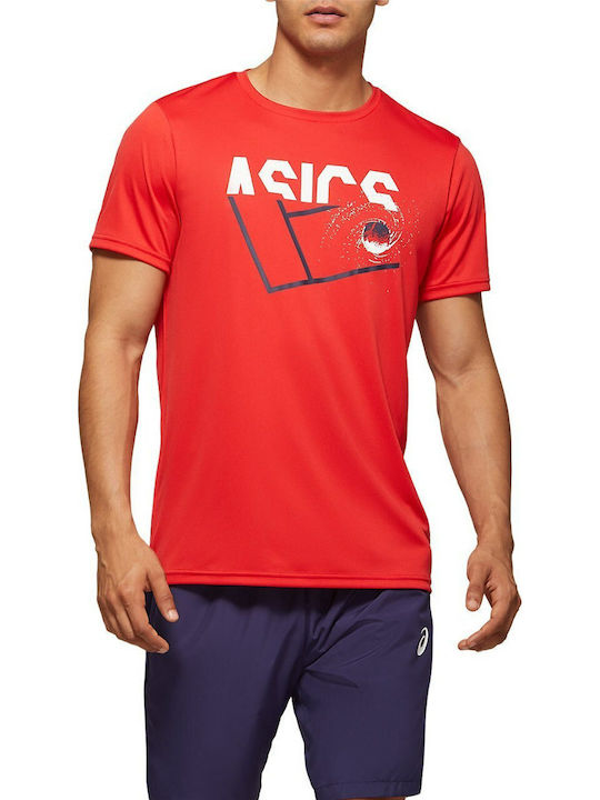 ASICS Practice Ανδρικό T-shirt Με Στάμπα Κόκκινο