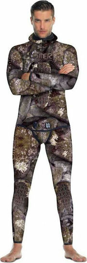 Omer Holo Stone Full Diving Suit Shaved Inside with Chest Pad for Spearfishing Camouflage Brown 3mm