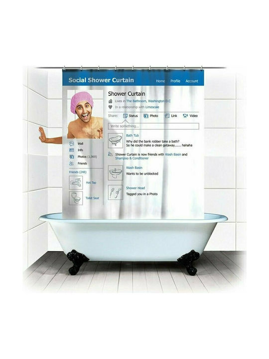 Social Network Shower Curtain 180x180cm Blue