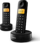 Philips D160 Cordless Phone (2-Pack) Black