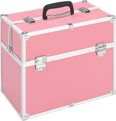 vidaXL Metallic Cosmetic Case Pink H35xW37xD24cm