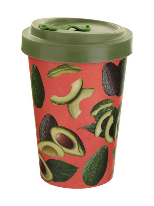 Puckator Avocado Bamboo Cup with Lid Multicolour 400ml