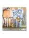 Inart Glas Tischlampe für Fassung E27 mit Beige Schirm und Transparent Basis