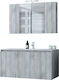 Drop Verona 100 Bench with Washbasin & Mirror Glossy Lacquer L100xW45xH50cm Gray