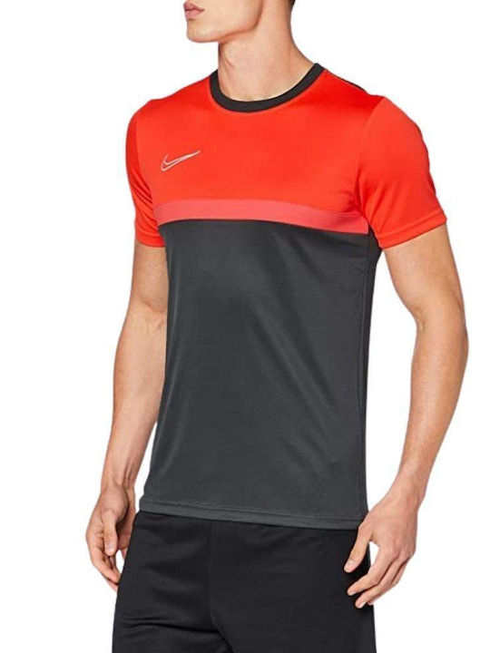 Nike Academy Pro Αθλητικό Ανδρικό T-shirt Dri-Fit Red / Grey με Λογότυπο