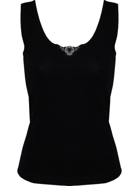 Helios Women's Sleeveless Cotton T-Shirt Black ...