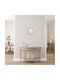 Wall Mirror with Brown Wooden Frame Diameter 60cm 1pcs