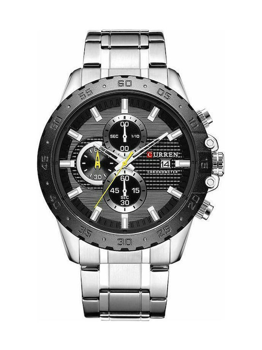 Curren Watch Chronograph Battery with Metal Bracelet Black/Silver