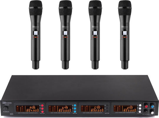 Power Dynamics PD504H 4x 50 Channels UHF Set 4 Set Wireless Δυναμικό Microphone Handmade for Vocals