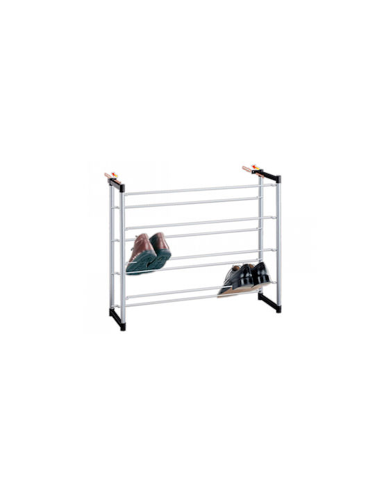 Metallic Shoe Organizer with 4 Shelves Gray 67x21x55cm