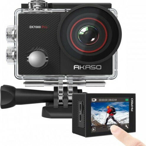 Akaso EK7000 Pro Action-Kamera 4K Ultra HD Unterwasser (mit Gehäuse) mit Touchscreen 2" und Wi-Fi Schwarz