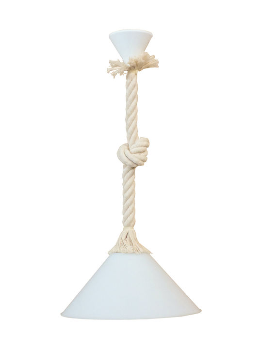 Heronia Μοντέρνο Κρεμαστό Φωτιστικό Μονόφωτο με Σχοινί και Ντουί E27 σε Λευκό Χρώμα