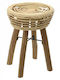 Wooden Garden Stool Beige 34x34x46cm