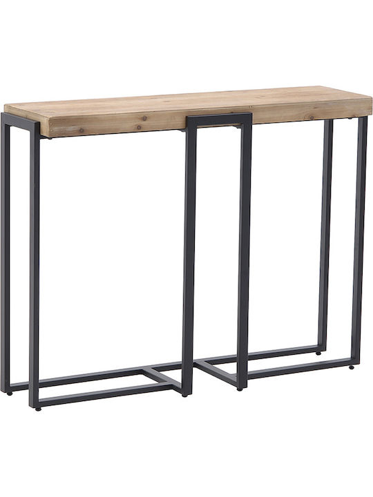 Solid Wood Console Table Black L93xW24xH70cm