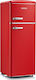 Severin Retro Double Door Refrigerator 206lt H146xW55xD61.5cm Red RKG 8930