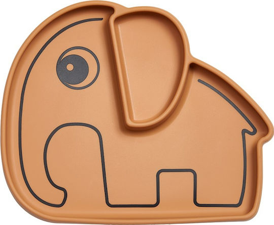 Done by Deer Baby Food Plate Stick & Stay Elphee made of Silicone Yellow 1799234