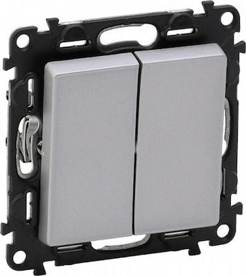 Legrand Valena Life 05 Recessed Electrical Lighting Wall Switch no Frame Basic Aluminium 752305