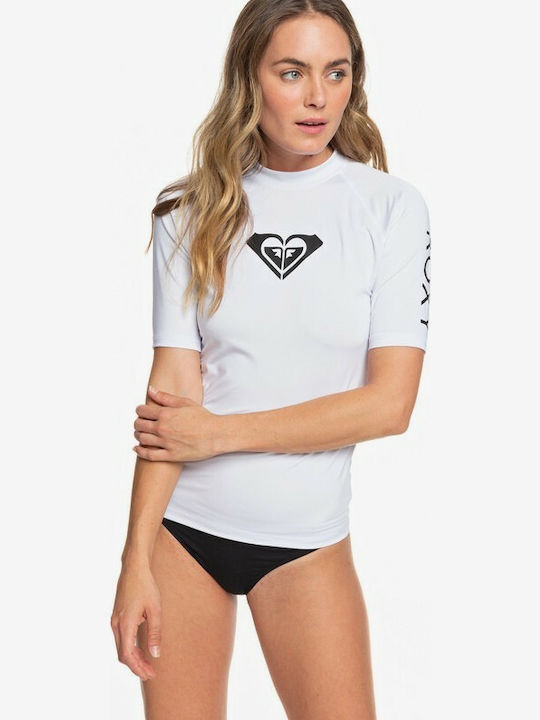 Roxy Whole Hearted Kurzärmelig Sonnenschutzshirt Weiß