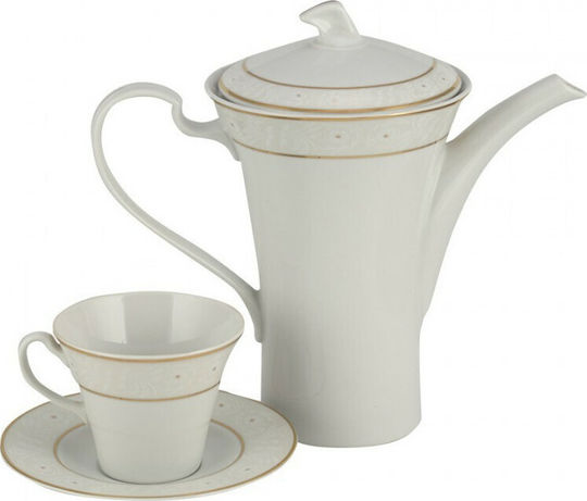 WM Collection Σετ Τσαγιού με Κούπα από Πορσελάνη Λευκή 1350ml 9τμχ