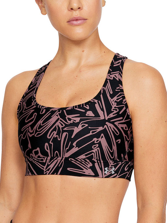 Mid Crossback Print Mash Up Γυναικείο Αθλητικό Μπουστάκι Μαύρο