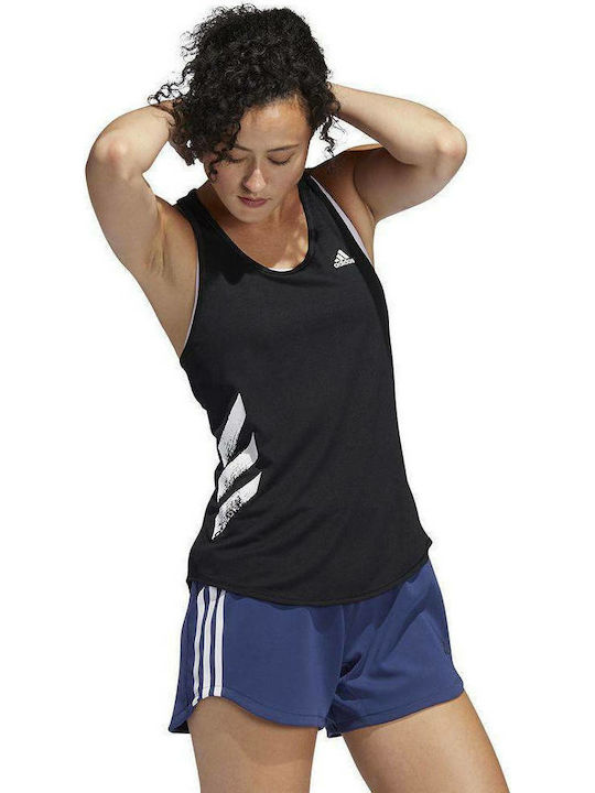 Adidas 3 Stripes Αμάνικη Γυναικεία Αθλητική Μπλούζα Μαύρη