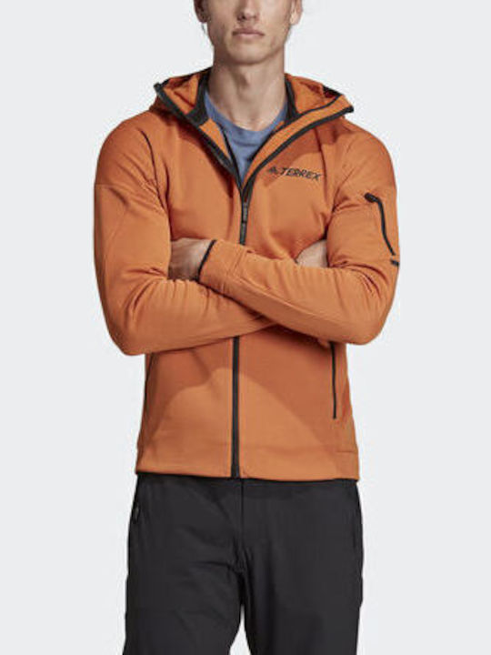 Climaheat Hooded Fleece Ανδρική Ζακέτα Fleece με Κουκούλα Πορτοκαλί