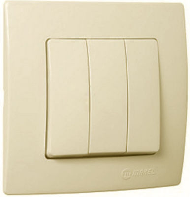 Makel Lillium Recessed Electrical Lighting Wall Switch with Frame Basic Beige 32010091