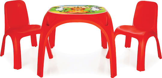 Table King Set Mese Pentru Copii Cu Scaune Din Plastic Roșii Pilsan