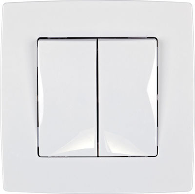 Elmark City Recessed Electrical Lighting Wall Switch with Frame Basic White Metallic 190041