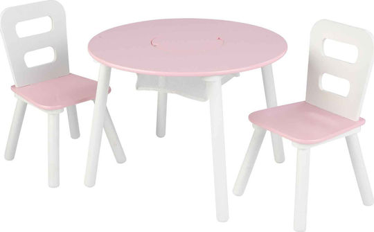 Round Storage Table Kids Table and Chairs Set made of Plastic Pink Kidkraft