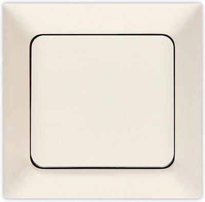 Eurolamp Recessed Electrical Lighting Wall Switch with Frame Basic Medium Aller Retour Cream