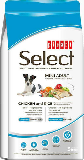 Select Mini Adult 3kg Dry Food Gluten-Free for Adult Small Breed Dogs with Chicken and Rice