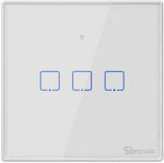 Sonoff TX T2 Εξωτερικός Διακόπτης Τοίχου Wi-Fi για Έλεγχο Φωτισμού με Πλαίσιο και Τρία Πλήκτρα Αφής Φωτιζόμενος Λευκός