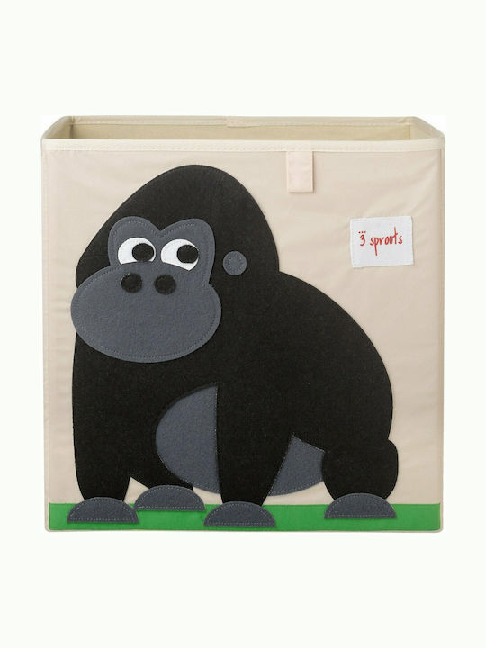 3 Sprouts Kids Fabric Foldable Toy Storage Bakset Gorilla Black 33x33x33cm